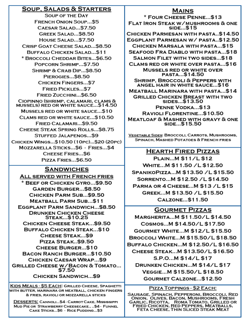 Limited menu 5.12.21